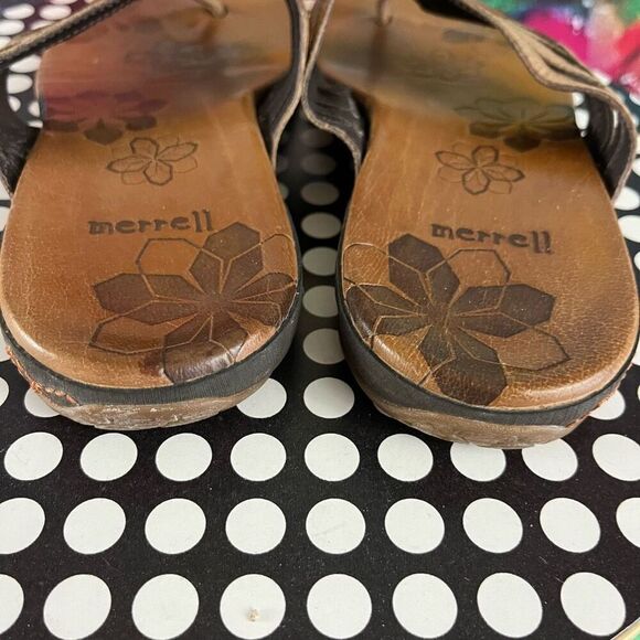 Merrell Lidia Sandal Leather Thong Flip Flop Casual Flat Comfort Size 6 - Picture 4 of 7